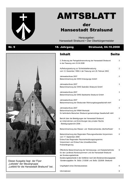 Amtsblatt Nr. 9 - Hansestadt Stralsund