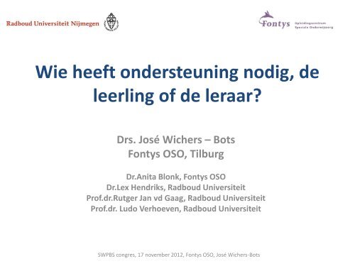 Presentatie - SWPBS en Fontys OSO