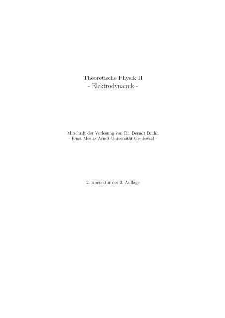 Theoretische Physik II - Ernst-Moritz-Arndt-Universität Greifswald