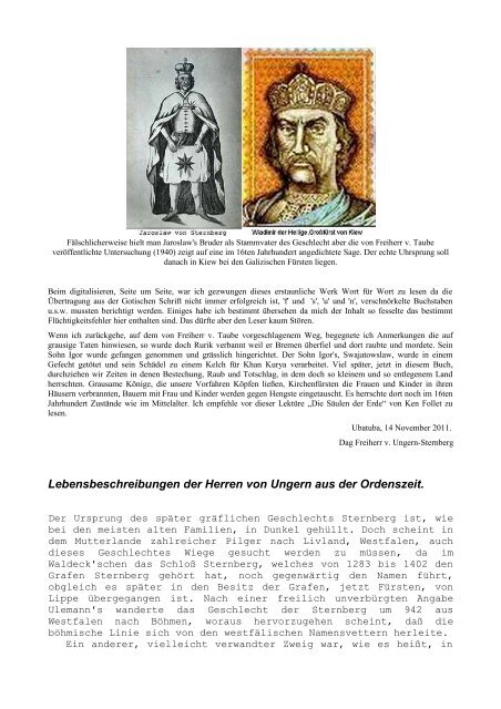 Nachrichten über das Geschlecht der Ungern-Sternberg