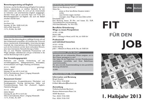 Fit für den Job - Volkshochschule Bochum