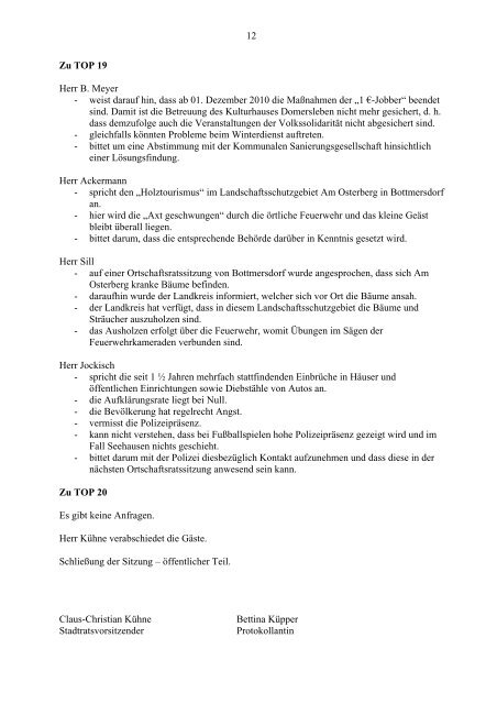 09. Stadtratssitzung am 04.11.2010 - Stadt Wanzleben