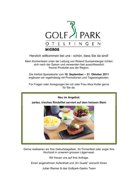 Steaks vom heissen Stein - Golfpark Otelfingen