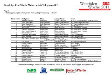 Startfolge Westfälische Meisterschaft Voltigieren ... - Westfalen-Woche