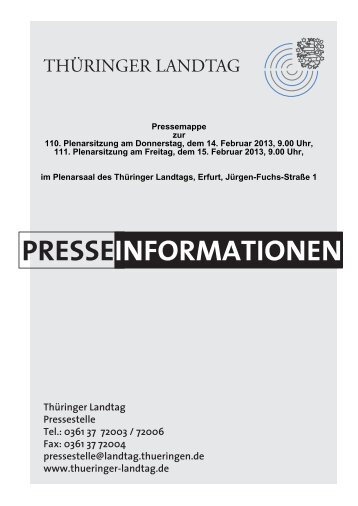 presseinformationen - Thüringer Landtag