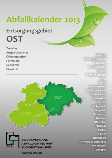 Abfallkalender 2013 Entsorgungsgebiet Ost - beim ZAS