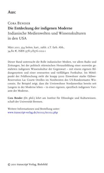 Cora Bender Die Entdeckung der indigenen ... - transcript Verlag