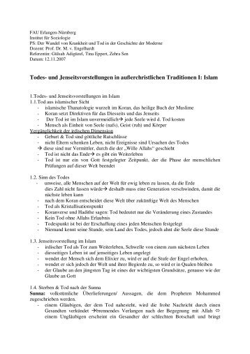 Todes- und Jenseitsvorstellungen in außerchristlichen Traditionen I ...