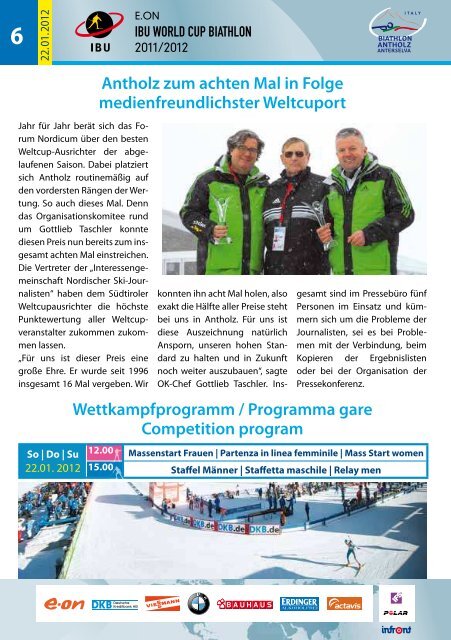 22.01.2012 Weltcup Zeitung (.pdf) - Biathlon Antholz