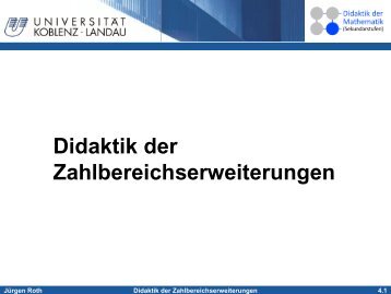 Didaktik der Zahlbereichserweiterungen - Didaktik der Mathematik ...