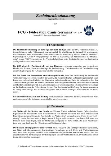 Satzung von der Zuchtordnung - FCG eV