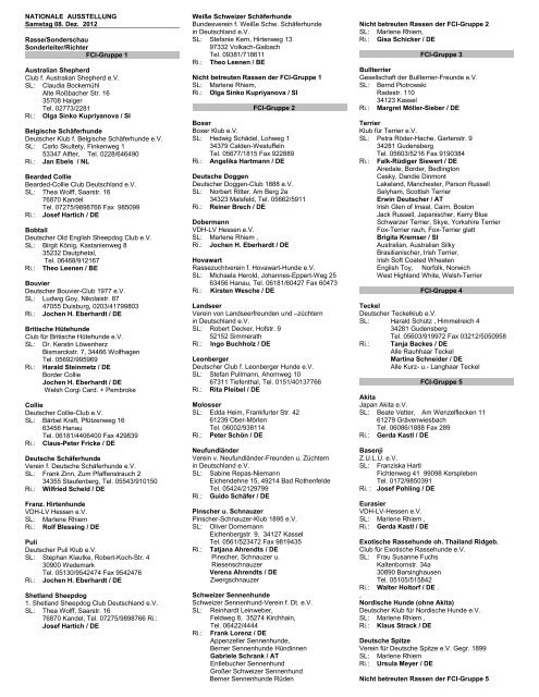 Liste der Sonderschaurichter - Landesverband Hessen im VDH