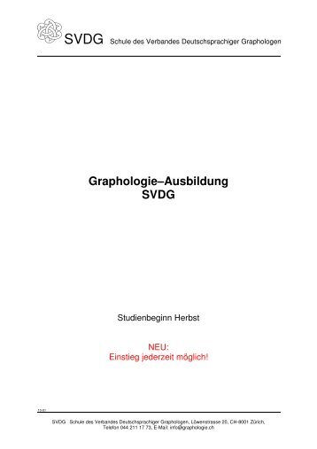 Graphologie–Ausbildung SVDG - VDG - SVDG