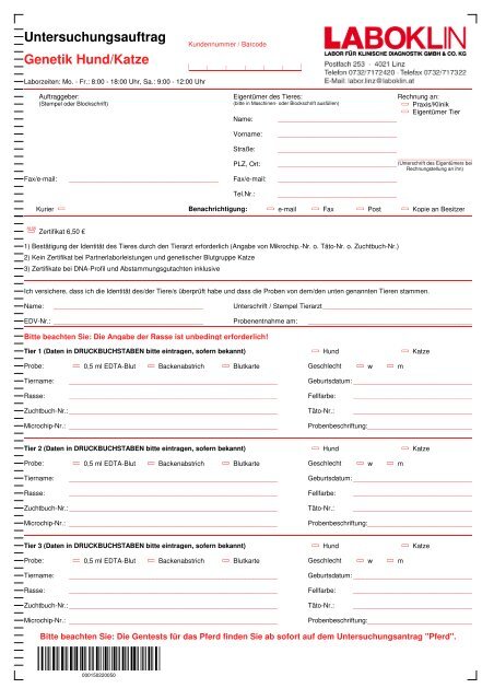 Laboklin Untersuchungsantrag _ Anti-Müller-Hormon (AMH) : LABOKLIN Bad ...