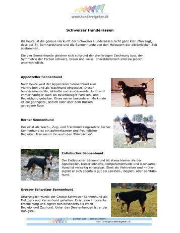 PDF Schweizer Hunderassen - Hunderatgeber