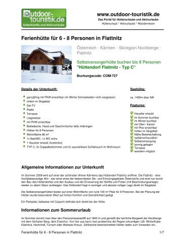 Ferienhütte für 6 - 8 Personen in Flattnitz - Outdoor-Touristik