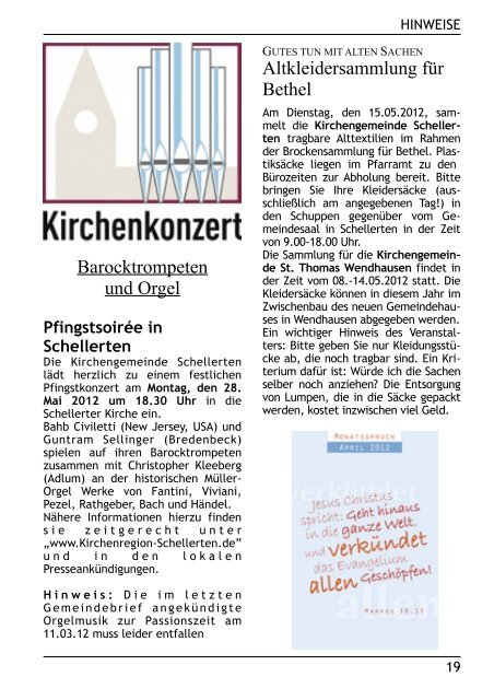 Gemeindebrief März - Mai 2012 - Kirchenregion Schellerten