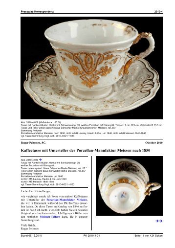 Kaffeetasse mit Unterteller der Porzellan-Manufaktur Meissen nach ...
