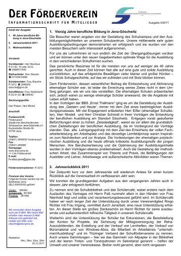 Der Förderverein 4 2011 (Download als pdf) - SBSZ - Jena Göschwitz
