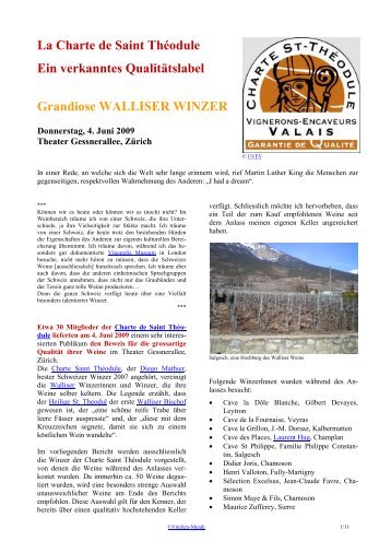 Walliser Winzer der Charte - Vinifera-Mundi