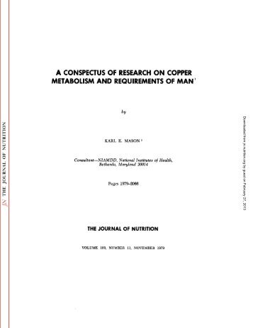 conspectus of researchon copper metabolism and requirements