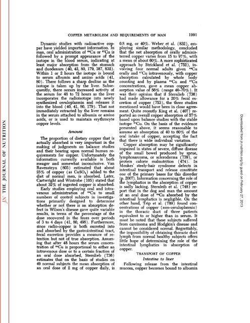 conspectus of researchon copper metabolism and requirements