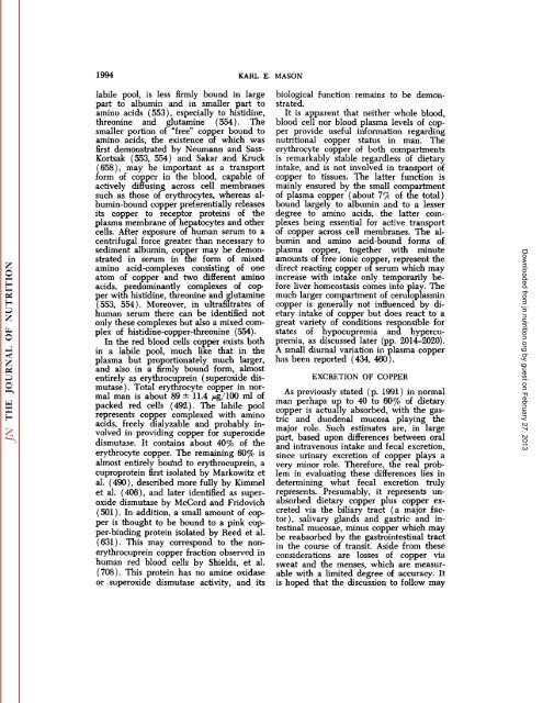 conspectus of researchon copper metabolism and requirements