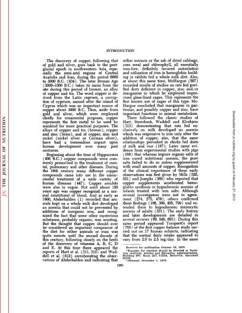 conspectus of researchon copper metabolism and requirements