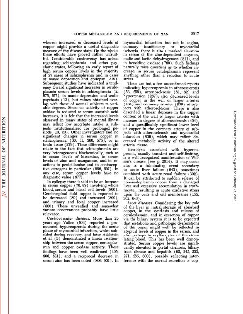 conspectus of researchon copper metabolism and requirements