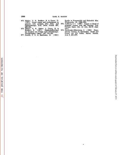 conspectus of researchon copper metabolism and requirements