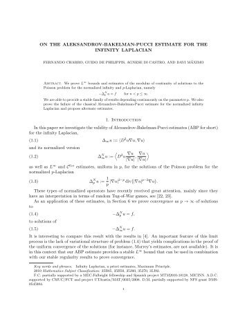 ON THE ALEKSANDROV-BAKELMAN-PUCCI ESTIMATE FOR THE ...