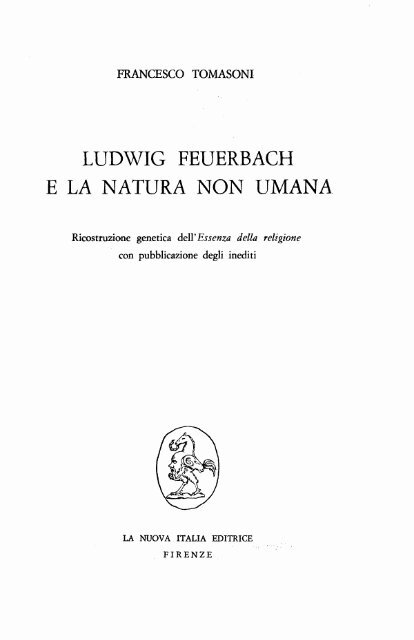 Ludwig Feuerbach e la natura non umana. Ricostruzione
