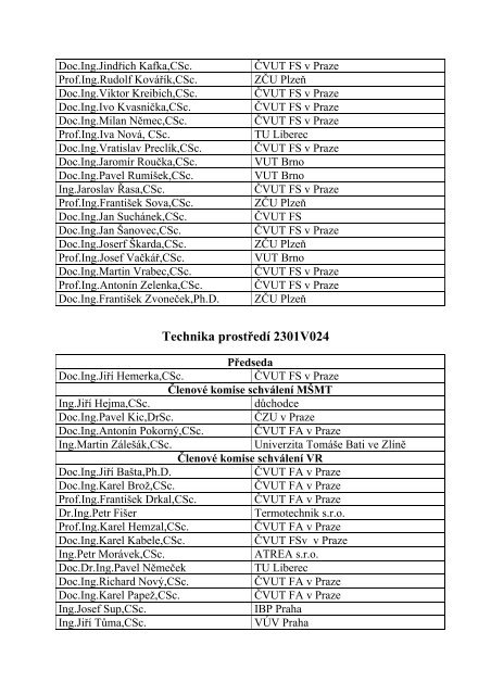 Komise pro SDZ a obhajoby Materiálové inženýrství 3911V011