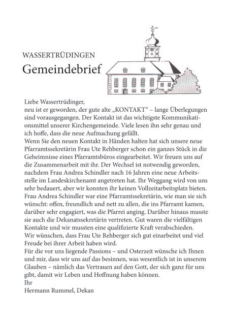 Gemeindebrief - Evangelische Kirchengemeinde Wassertrüdingen