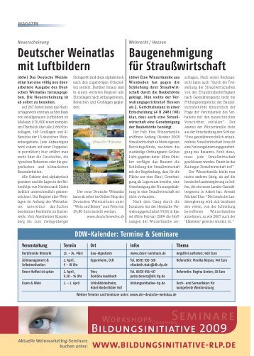 DDW-Kalender: Termine & Seminare - Der Deutsche Weinbau