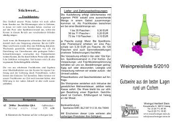 Weinpreisliste - Weingut Heribert Stein