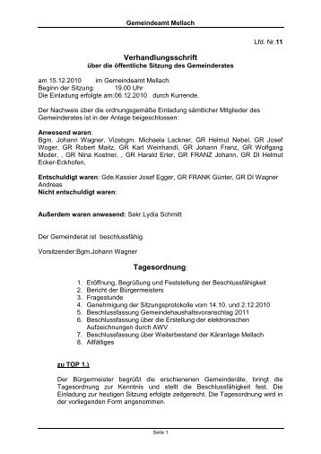 Gemeinderats-Sitzungsprotokolle (434 KB) - .PDF - Mellach