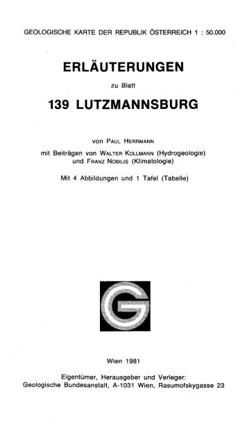 erläuterungen 139 lutzmannsburg - Geologische Bundesanstalt