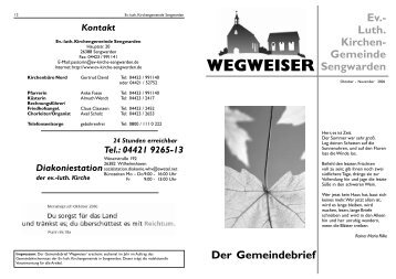 WEGWEISER - Ev.-luth. Kirchengemeinde Sengwarden