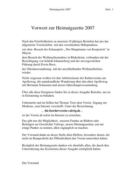 Heimatgazette 2007 - valwig