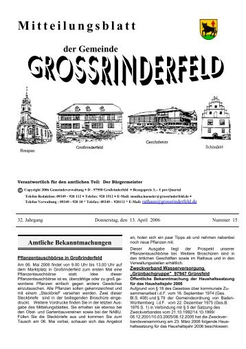 Mitteilungsblatt - GroÃŸrinderfeld