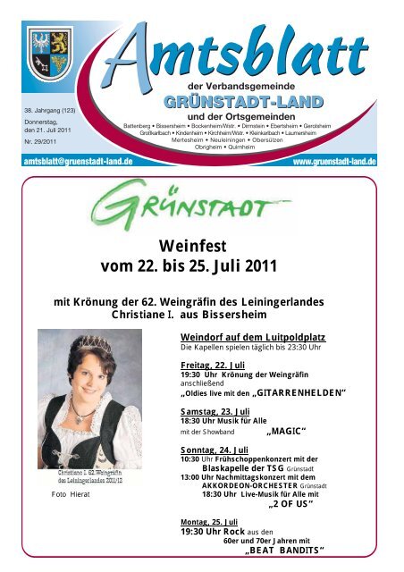 Kw 29 Gruenstadt Pdf Verbandsgemeinde Grunstadt Land