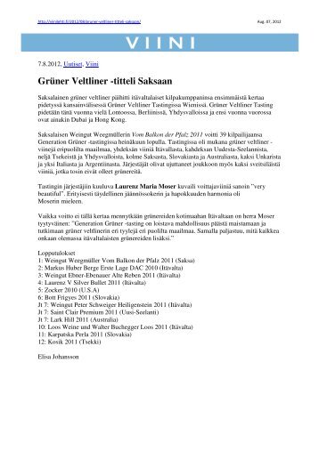 Grüner Veltliner -titteli Saksaan - LAURENZ V