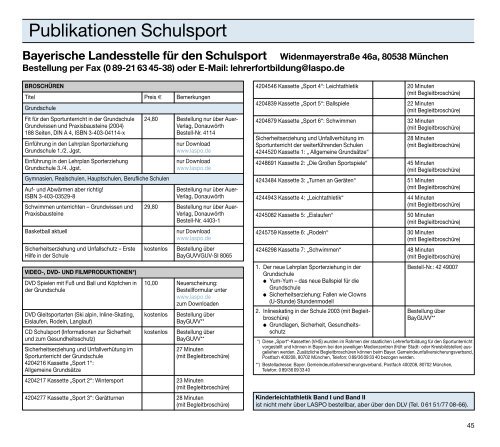 a-programm - Bayerische Landesstelle für den Schulsport