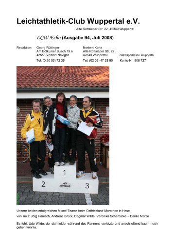 Vereinsmagazin - Info - Nr. 94 (Ausgabe Juli 2008) - LC Wuppertal