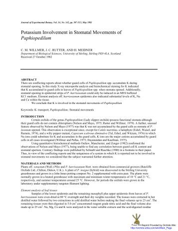 Potassium Involvement in Stomatal Movements of ... - Nocookie