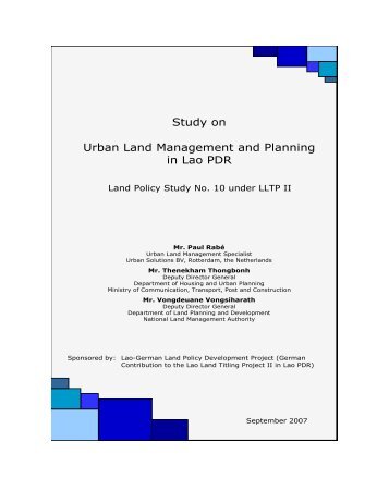 Study on Urban Land Management and Planning in Lao PDR - Gtz