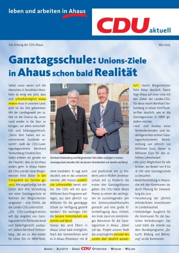 Ganztagsschule:Unions-Ziele - CDU-Stadtverband Ahaus