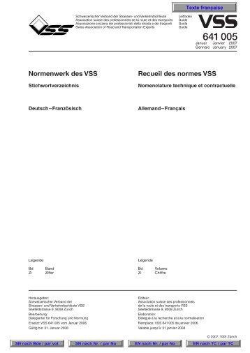 Normenwerk des VSS Recueil des normes VSS - Lexicool