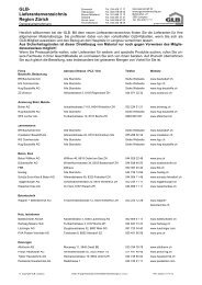 Lieferantenverzeichnis Zürich 2013/2014 - GLB
